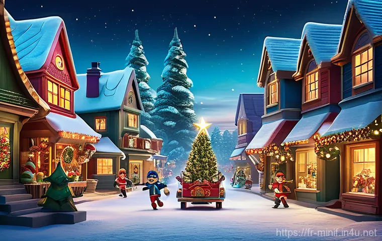 미니특공대 크리스마스 특별편 리뷰 - "A highly detailed and action-packed animated scene featuring the Miniforce heroes – Volt, Sammy, Lu...
